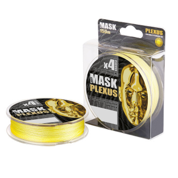 Плетёный шнур MASK PLEXUS жёлтый, размотка 150м, диаметр 0,12мм, тест 4,54кг, 1шт
