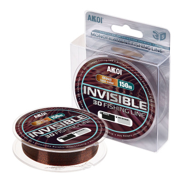 Монофильная леска AKKOI INVISIBLE цвет 3D хамелеон с бронзой, размотка 150м, диаметр 0,40мм, тест 25,10кг, 1шт