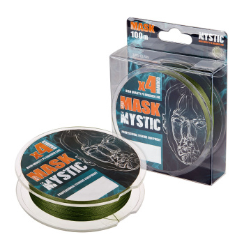 Плетёный шнур MASK MYSTIC темно-зелёный, размотка 100м, диаметр 0,14мм, тест 5,44кг, 1шт