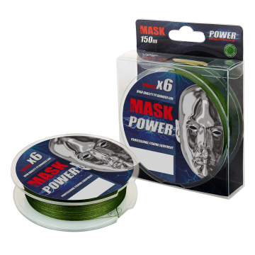Плетёный шнур MASK POWER тёмно-зелёный, размотка 150м, диаметр 0,14мм, тест 5,44кг, 1шт