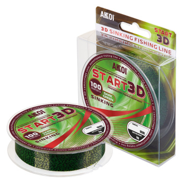 Монофильная леска AKKOI START 3D, тёмно-зелёная, размотка 100м, диаметр 0,45мм, тест 25,4кг, 1шт